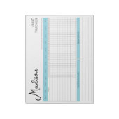 Täglicher Habit Tracker Motivierend Blue Script Na Notizblock (Rotiert)