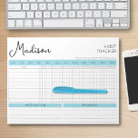 Täglicher Habit Tracker Motivierend Blue Script Na Notizblock<br><div class="desc">Erstellen Sie eine Gewohnheitsliste, um gute Gewohnheiten und gesunden Lebensstil mit diesem benutzerdefinierten Gewohnheitsüberwacher zu schaffen. Personalisieren Sie mit dem Namen und Ihrem eigenen Angebot am Ende, oder behielt Sie das motivierend Zitat, das derzeit vorhanden ist. Wie funktioniert das? Kreuzen Sie den Monat Ihrer Verfolgung, schreiben Sie die Gewohnheiten, an...</div>