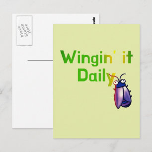 Täglicher lustiger Käfer-Humor Wingin It Postkarte