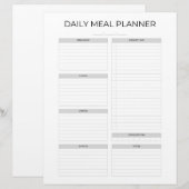 Täglicher Mahlzeitenplaner | Einfach Minimalistisc Briefbogen (Vorne/Hinten)