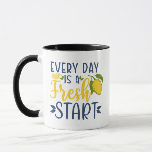 Täglicher Neustart Motivierendes Zitronen-Grafik Tasse