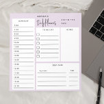 Täglicher Planer Chic Script Light Lila Notepad Notizblock<br><div class="desc">Tägliche Planerfunktionen Liste,  Zeitplan,  Notizen und Selbstversorger-Felder.</div>