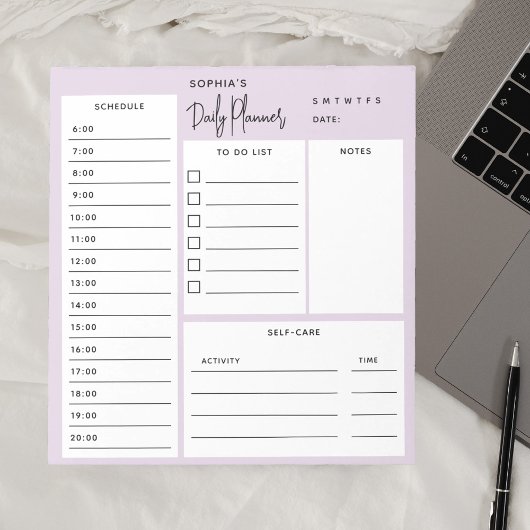Täglicher Planer Chic Script Light Lila Notepad Notizblock