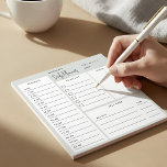 Täglicher Planer Chic Script Light Sage Green Note Notizblock<br><div class="desc">Tägliche Planerfunktionen Liste,  Zeitplan,  Notizen und Selbstversorger-Felder.</div>