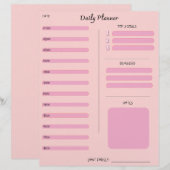 Täglicher Planer in Rosa Briefbogen (Vorne/Hinten)