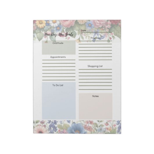 Täglicher Planer Multicolor-Blumenkorb-Notepad Notizblock (Rotiert)