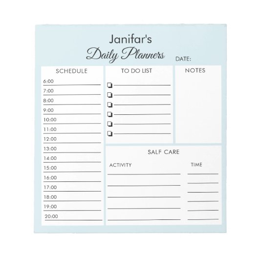 Täglicher Planer Skript Light Blue Notepad Notizblock (Vorderseite)