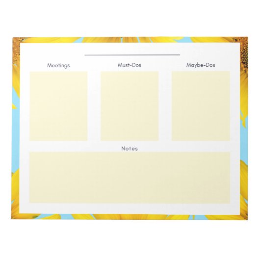 Täglicher Sonnenblumenplaner Notepad Notizblock (Vorderseite)