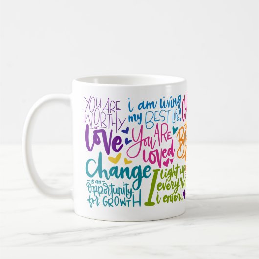Tägliches Affirmation Kaffeetasse (Links)