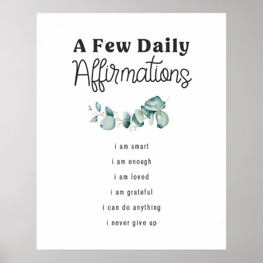 Tägliches Affirmations Self Care Greenery Poster (Vorne)