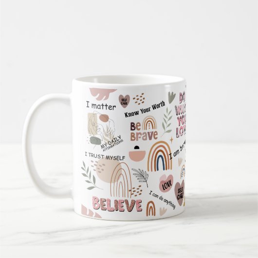 Tägliches Affirmationsgeschenk Großes Geschenk, Af Kaffeetasse (Links)