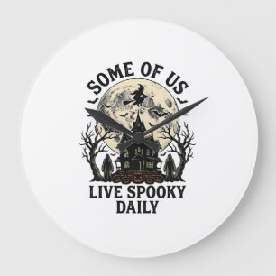 Tägliches Halloween-Shirt mit Vintage-Horror-Mond Große Wanduhr