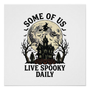 Tägliches Halloween-Shirt mit Vintage-Horror-Mond Poster