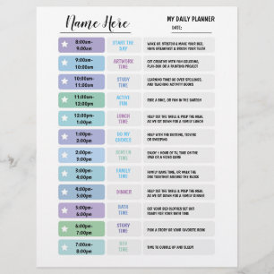 Tägliches Planerdiagramm Kinder Zeitplan Star Wall Flyer