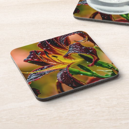 Taglilie "Black Plush" Getränkeuntersetzer (Linke Seite)