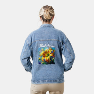 Taglilie Blumenimpressionistisches Gemälde Gelb Jeansjacke