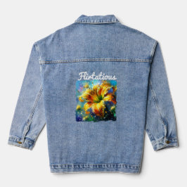 Taglilie Blumenimpressionistisches Gemälde Gelb Jeansjacke