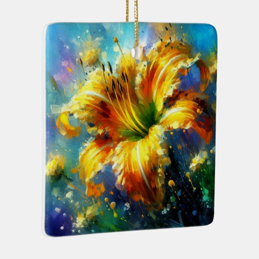 Taglilie Blumenimpressionistisches Gemälde Gelb Keramikornament (Rechts)