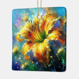 Taglilie Blumenimpressionistisches Gemälde Gelb Keramikornament