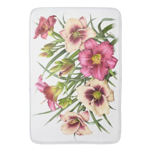 Taglilie Bouquet Rubies Badematte (Vorderseite Vertikal)