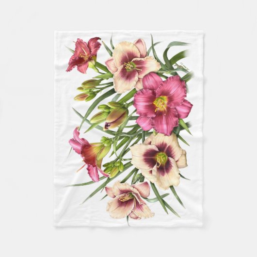 Taglilie Bouquet Rubies Fleecedecke (Vorderseite)