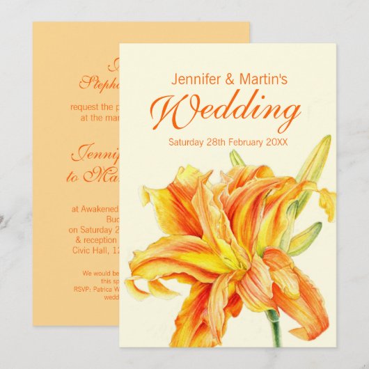 Taglilie Einladung (Vorne/Hinten)