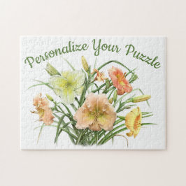 Taglilie Floral Botanische Kunst Personalisiert Puzzle