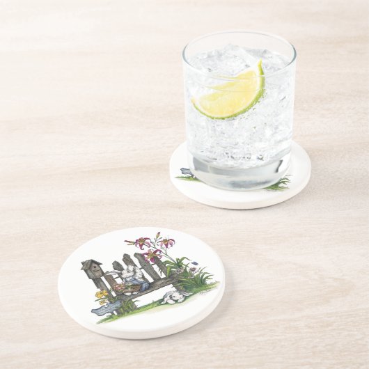 Taglilie-/Häschen-Untersetzer Untersetzer (Seite)