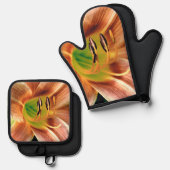 Taglilie Makro Ofenhandschuh & Topflappen-Set (Vorderseite/Rückseite)