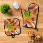 Taglilie Makro Ofenhandschuh & Topflappen-Set (Oben Unten)