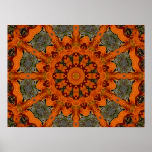 Taglilie Orange Mandala Poster (Vorne)