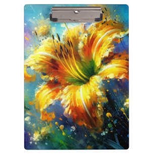 Taglilie Taglilien Blume Gelb Aquamarin Impression Klemmbrett