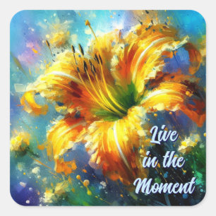 Taglilie Taglilien Blume Gelbe Aquamarine Impresio Quadratischer Aufkleber