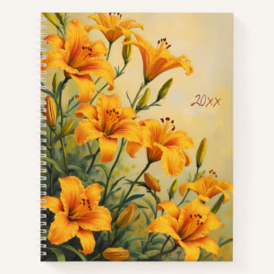 Taglilien-Blumen-Spiralblock-Notizbuch Notizblock
