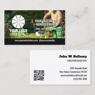 Tagline Your Logo Overlay Photo Editable QR Code Visitenkarte