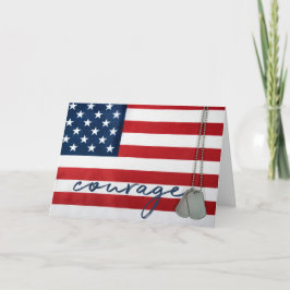 Tags für Militärhunde unter amerikanischer Flagge Karte