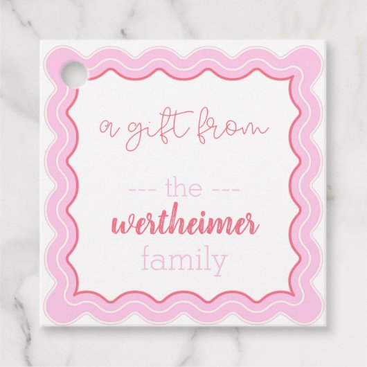 Tags mit rosa Welle Geschenkanhänger (Vorderseite)