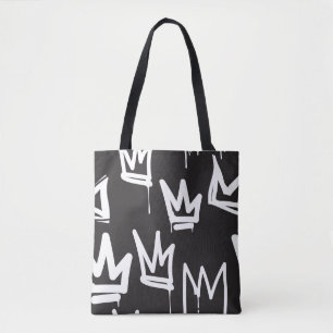 Tags nahtloses Muster. Mode Schwarz-Weiß-Graffiti- Tasche