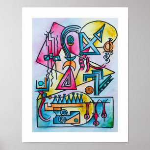 Tagtraum-Moderne Bauhaus-Geometrische Wasserfarben Poster