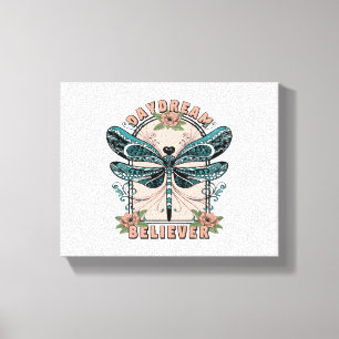 Tagtraum, Niedliche Libelle, Hübsches Blumendesign Leinwanddruck