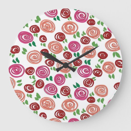 Tagtraum Rosen Große Wanduhr (Vorderseite)