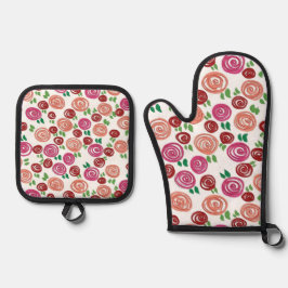 Tagtraum Rosen Ofenhandschuh & Topflappen-Set