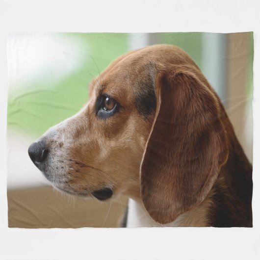Tagträumender Beagle Fleecedecke (Vorderseite (Horizontal))