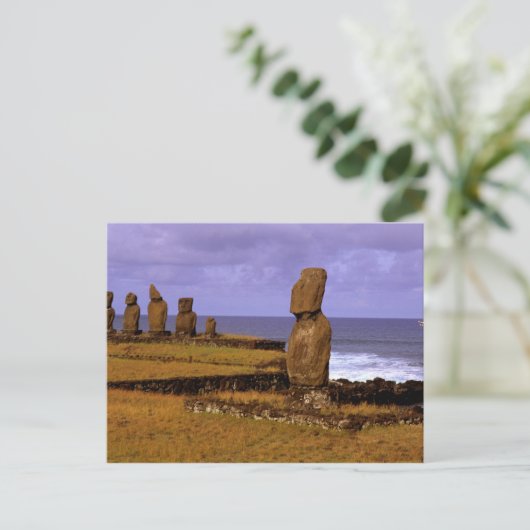 Tahai Platform Moai Statue Abstrakt Ostern Postkarte (Stehend Vorderseite)