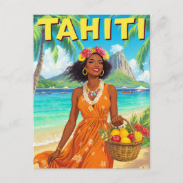 Tahiti Beach Beauty Retro Art Postkarte