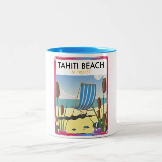 Tahiti Beach st Tropez Zweifarbige Tasse (Mittel)