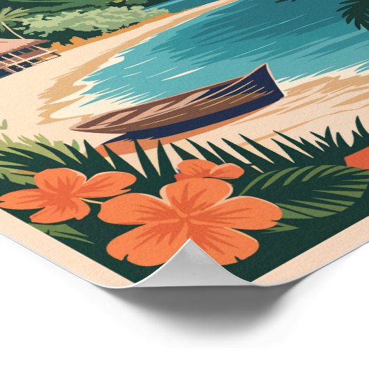 Tahiti Französisch Polynesien Illustration Reisen Poster (Ecke)