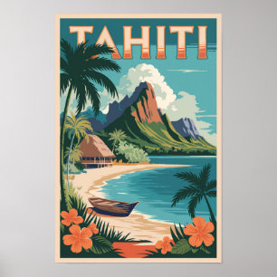 Tahiti Französisch Polynesien Illustration Reisen  Poster