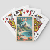 Tahiti Französisch Polynesien Illustration Reisen Spielkarten (Rückseite)