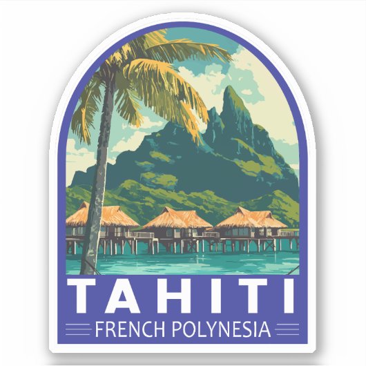 Tahiti Französisch-Polynesien Reisen Aufkleber (Vorderseite)